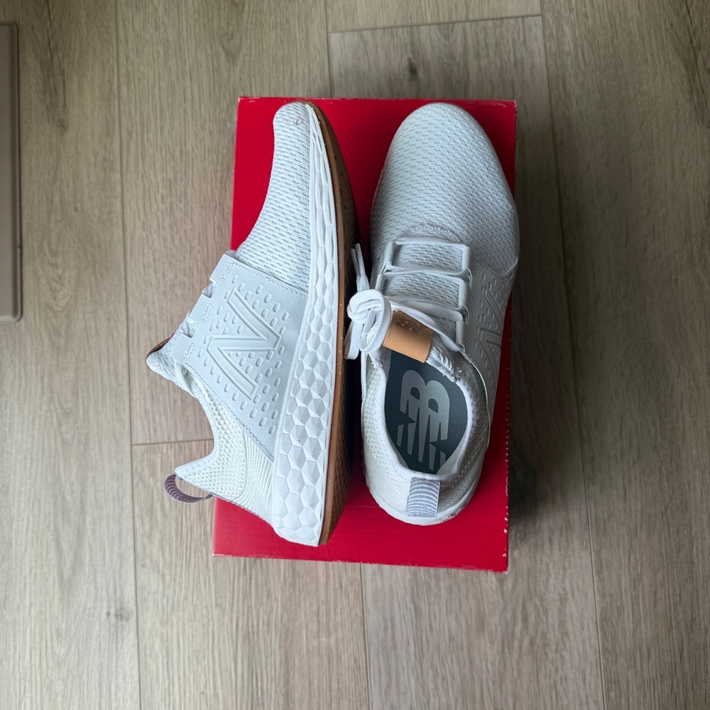 New Balance White Mesh Sneakers